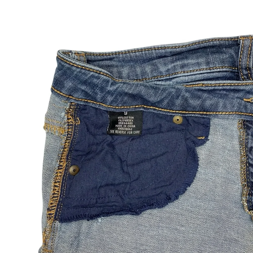 Tinseltown Distressed High Waist‎ Cuffed Denim Shorts Sz 9